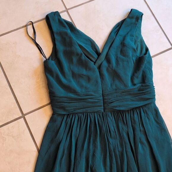 NWOT Dessy Collection Sleeveless Draped Chiffon Maxi Dress Hunter Green Size 12 - Picture 4 of 13
